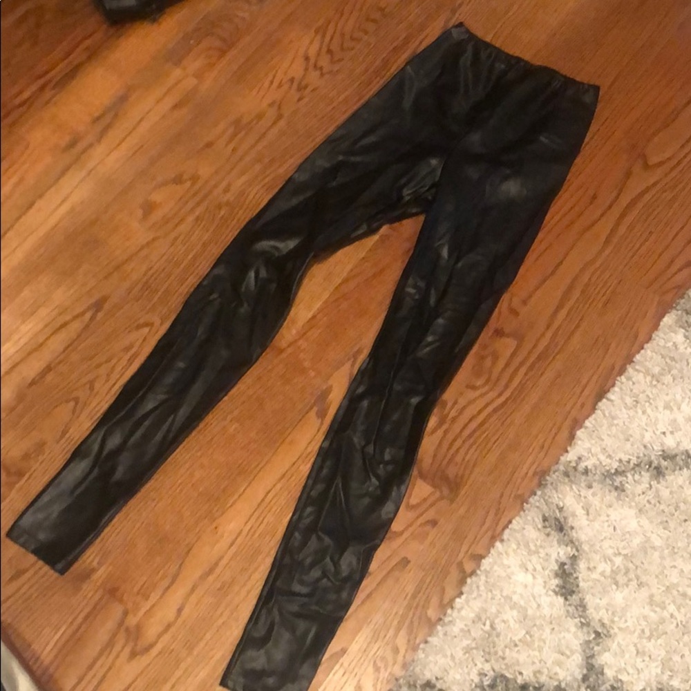 black leather leggings